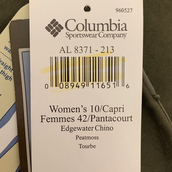 Columbia Pants Women 10 Peatmoss Green Edgewater Chino Mid Rise Straight New - Picture 6 of 9